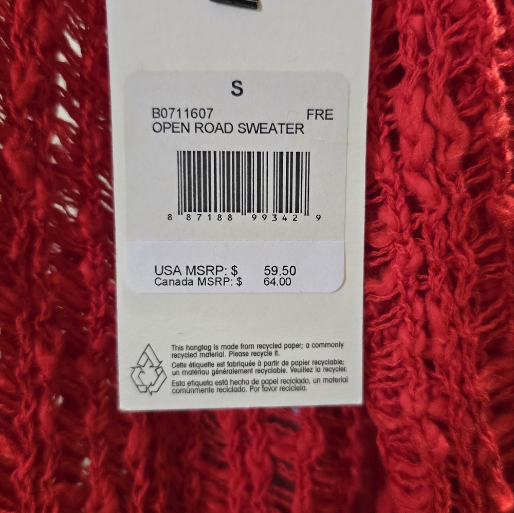 Volcom Open Road Sweater, Size Small, Brand New W/tags